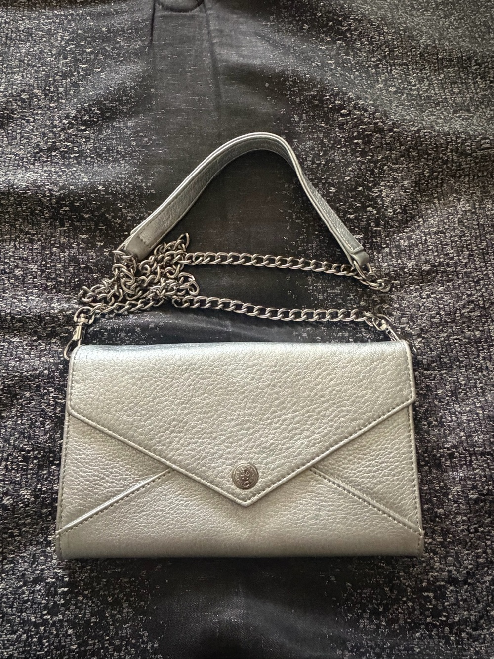 Rebecca Minkoff Metallic Silver Envelope Crossbody Bag